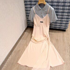Miu Miu 2025 New Short-Sleeve Patchwork Dress